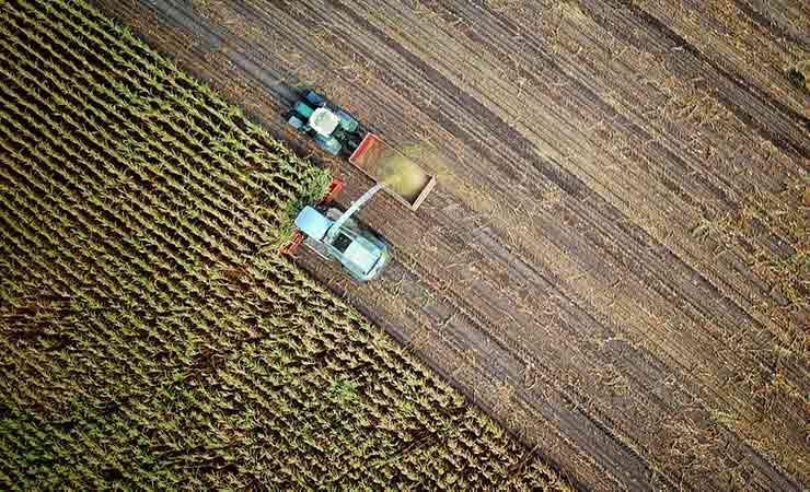 mezzi da agricoltura in un campo