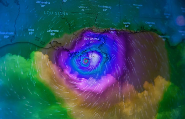 Immagine meteorologica di un uragano del Luisiana