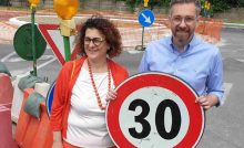 L'assessora alla Mobilità di Bologna Valentina Orioli e Matteo Lepore